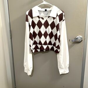 Cropped school girl long sleeve size XL